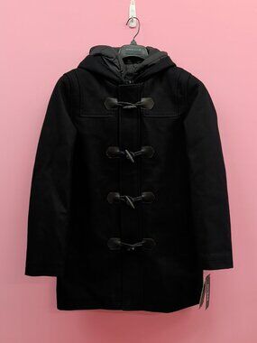 Guess Toggle Hooded Wool Blend Duffle Coat Women's XS Black